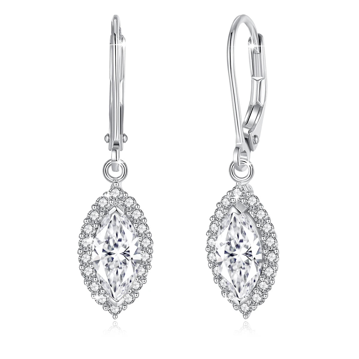Fine Quality Jewelry Wedding Holiday Gifts Women 925 Silver 1 Carat Pear-Shaped Moissanite Platinum Plated Stud Luxury Earrings
