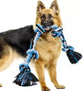 Indestructible Cotton Dog Rope Toys for Aggressive Chewers Heavy Duty  Tug Toy 5 Knots Dog Rope Chew Toy 3ft Bliue Interactive
