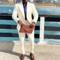 Beige Ivory Suit Tuxedos for Men 2 Piece Peaked Lapel Single Breasted Prom Wedding Suit Man Costume Mariage Homme Coat Pant