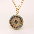 Hip Hop Jewelry Round Cubic Zircon Pendant Necklace 18K Gold Plated Asymmetrical Chain Collar Copper Material Choker for Men