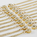 Fashion Round Rhinestone No Fade Color Stainless Steel 18k Gold Plated Initial Letter A-z Pendant Necklace