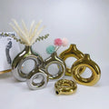 Golden Donut Ceramic Vase Silver Vase  Light Luxury Gold  Vase Ins Style High Aesthetic Value Decorative Items