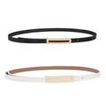Women's Skinny Patent Pu Leather Belt Adjustable Slim Waist Belt With Gold Buckle for Dress