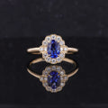 Starsgem Vintage Style 9K 10K 14K 18K Yellow Gold  Lab Grown Sapphire With a Beauty Moissanite Gemstone  Halo Engagement Ring
