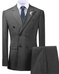 Latest Design Stripe Men Suit for Business Formal 2 Piece Double Breasted Blazer Slim Fit Wedding Male Groom Tuxedos Suits