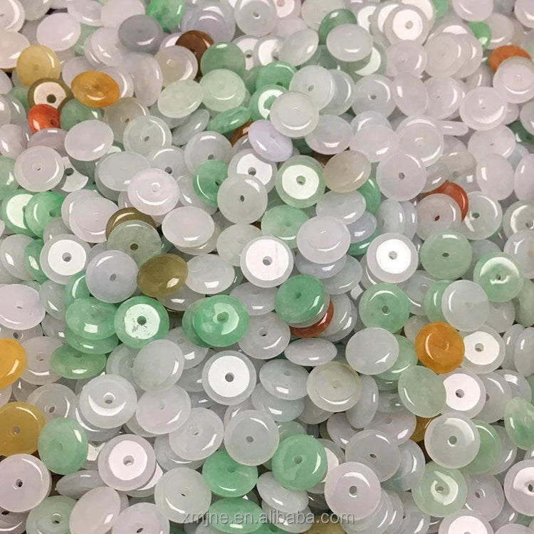 Myanmar Jadeite Grade a Jade Button Jewelry Jewelry Accessories Jade Three-Color Jade Button Handicraft Factory Wholesale