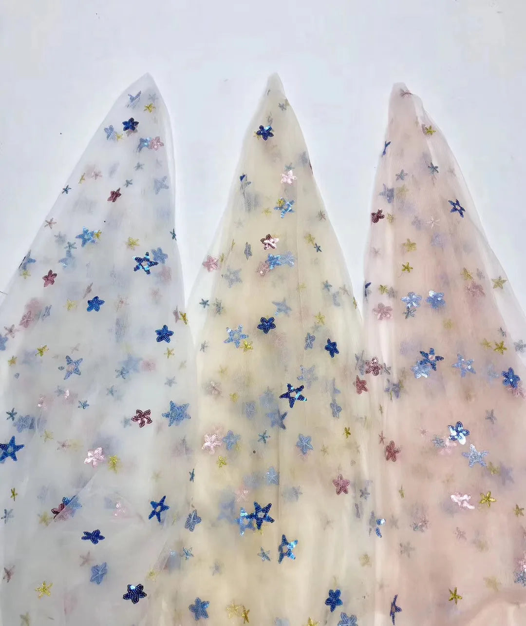 Five Star Embroidered Tulle Fabric 100% Polyester Lightweight Breathable for Girls' Children's Clothing Wedding Dresses DIY Lace