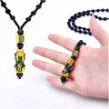 Feng Shui Wealth Beads Necklace Black Obsidian Change Color Pi Xiu Pendant Jewelry Gift
