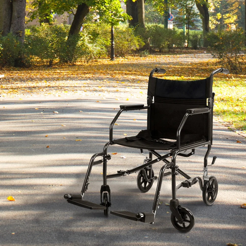 MSMT Wholesale Lightweight Folding Wheelchair Portable Elderly Care Transport Chair Wheels Adjustable for Outdoor Living Room