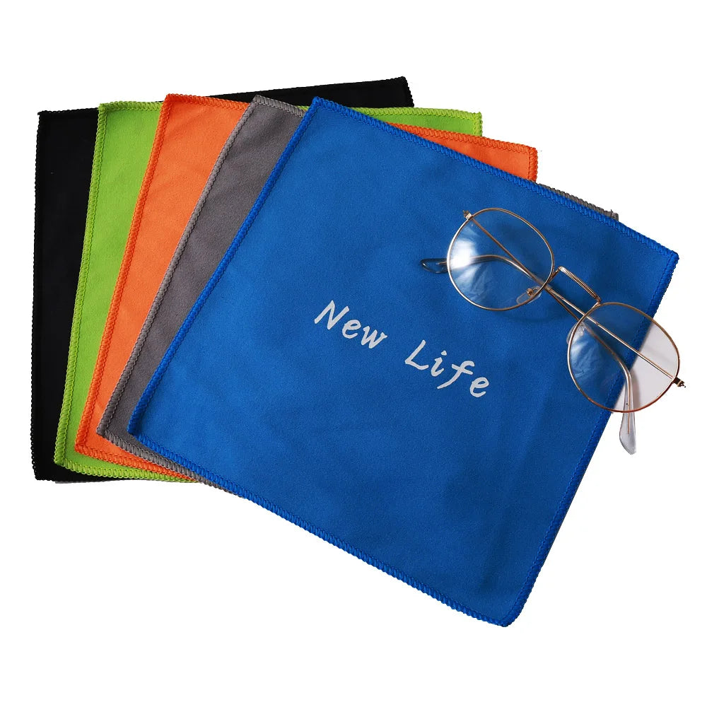 Hot Sale Top Quality Custom logo Silk Screen Printed Sewn Edge Microfiber Suede Cloth Microfibre Glasses Cleaning Cloths