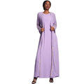 Solid Color Plain Color Pearl Chiffon Long Open Style Embroidery Leaf Lace Decoration Classic Fashion Style Islamic Femmes Abaya