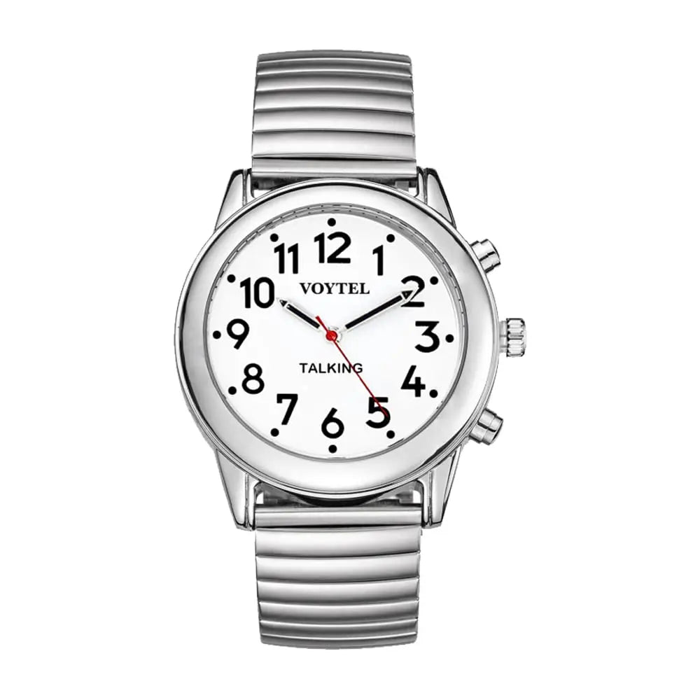 English Talking Watch Speaks Clear and Loud Time Date and Alarm Time Stretch Band Is Best Gift for SeniorVisually Impaired