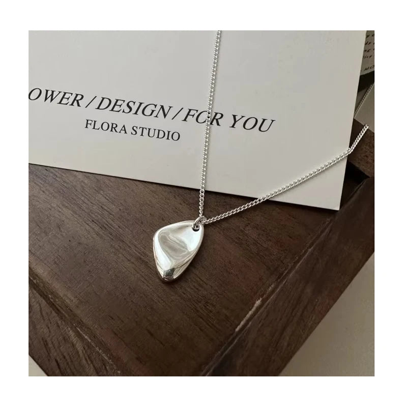 Wholesale Geometric 925 Sterling Silver Irregular Korean Pendant Necklaces for Girl Gifts