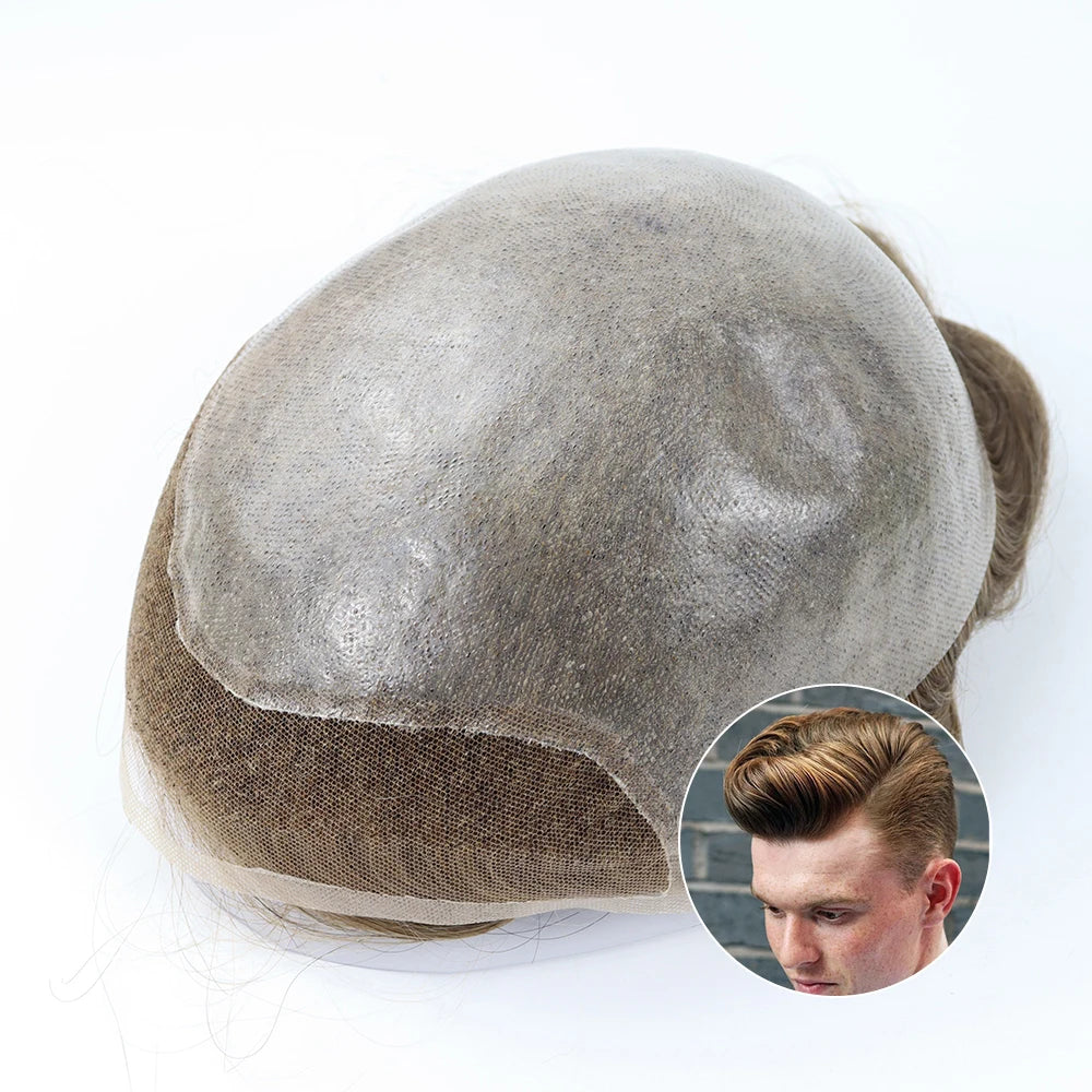 Genuine Toupee Men Double Knots 0.1mm Skin Men's Wigs Male Hair Prosthesis 100% Human Hair System Unit Wigs for Men