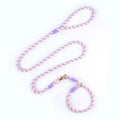 Wholesale Colorful Cotton Pet Collar Leash Handmade Heavy Duty Luxury Cotton Slip Hotsale Weave Braided Rainbow Cotton Dog Leash