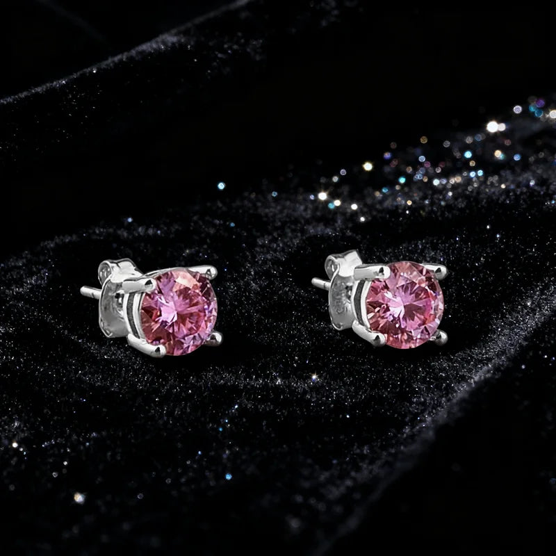 Wholesale S925 Sterling Silver Violet Moissanite Diamond Stud Earrings Unisex Hip Hop Personality Jewelry
