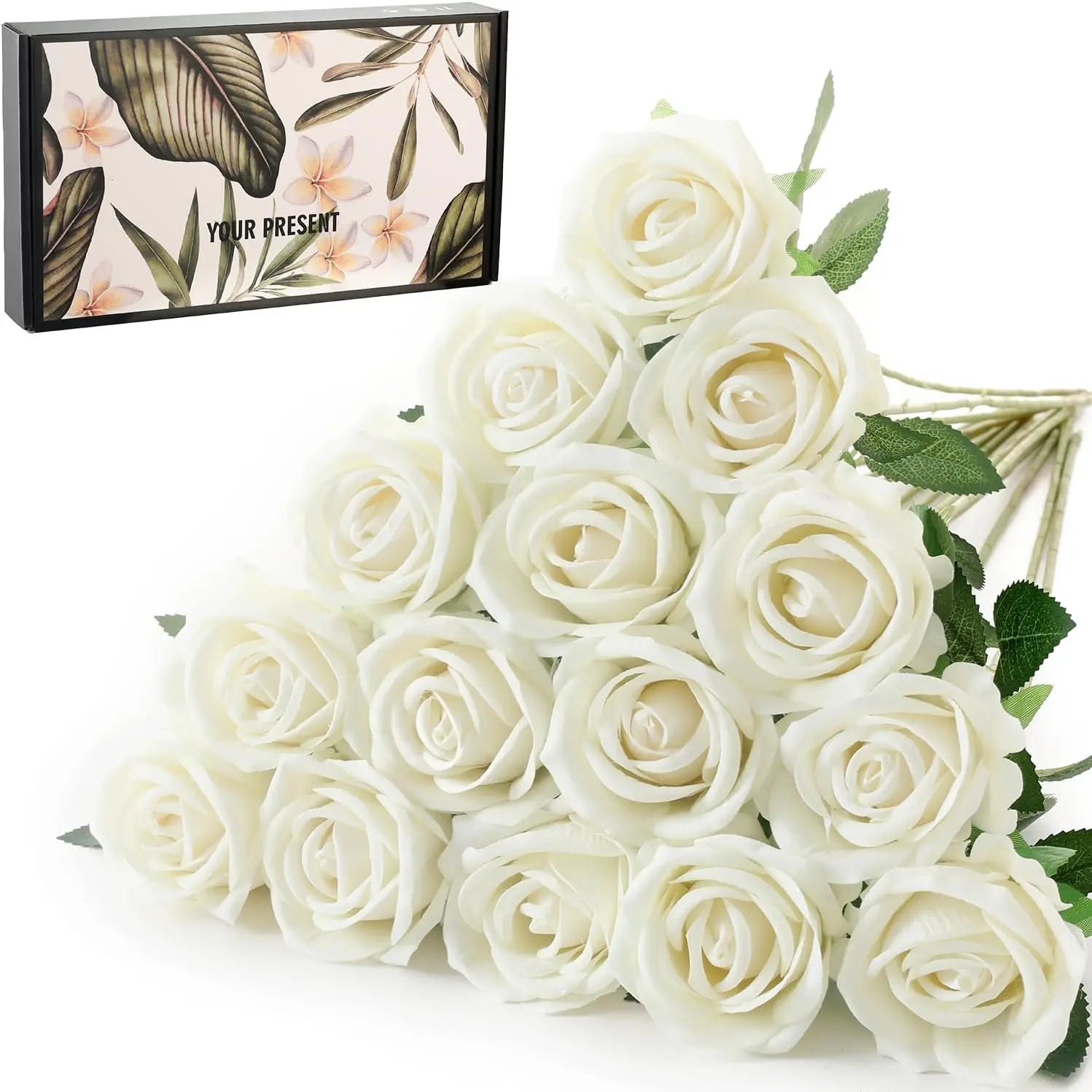 Handmade Realistic Single Stem Silk Roses for Home Christmas/New Year Arrangements Small Artificial Real Touch Mother's Day