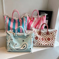 Custom Full Printed Color Stylish New Large Tassel Fringe Large Cotton Bag Summer Custom Women Canvas Tote Bag