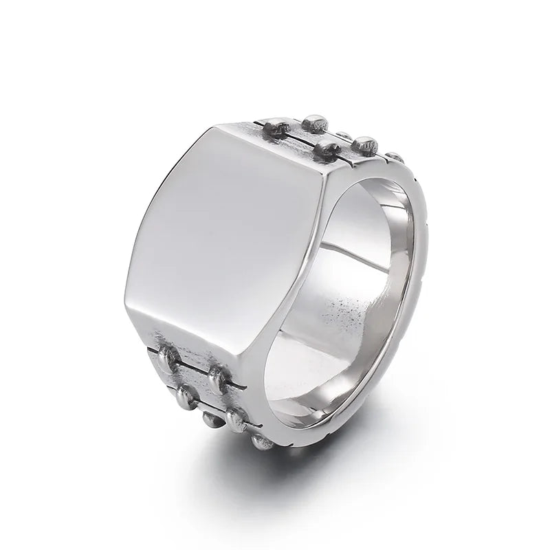KALEN Unisex Punk Style Polished Stainless Steel Jewelry Ring for Logo Printing