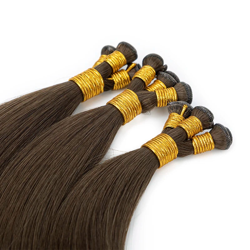 New Trend Hand Tied Cuticle Hair Weft Russian Hair Extensions Thinner Can Be Cut Genius Wefts