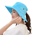 2021 Summer Women Fishing Hiking Hat 100% Polyester Wide Brim Sun Hat UV Sun Protection Hat With 7 Plain Colors