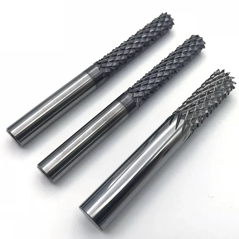 JR143 4mm Solid Carbide End Mill Corn Teeth Flat Milling Cutter for PCB Carbon Fiber Stone