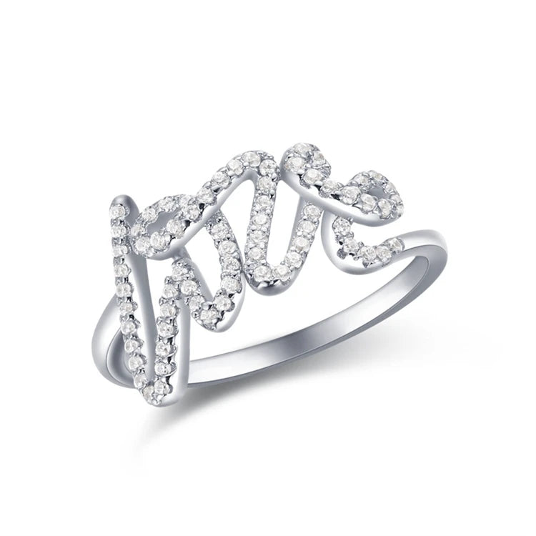 Classic 925 Sterling Silver Personalized Name Iced Out CZ Diamond Custom Letters Ring