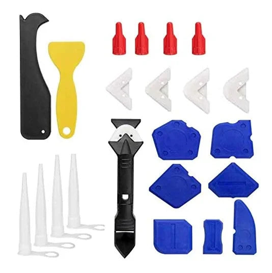 23 PCS Caulking Tool Kit 3 in 1 Caulking Tool Silicone Sealant Finishing Tool Grout Scraper Caulk Remover Scraper