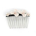 Korean Style Floral Girls Hair Comb Small Size 7cm Metal Combs French Acetate Flower Hair Clips with Rhinestone