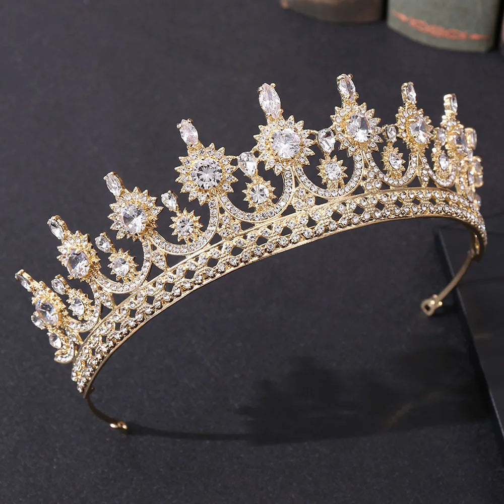 New Baroque Zircon Tiaras and Crowns Women Crystal Wedding Silver Color Wedding Party Princess Queen Crown