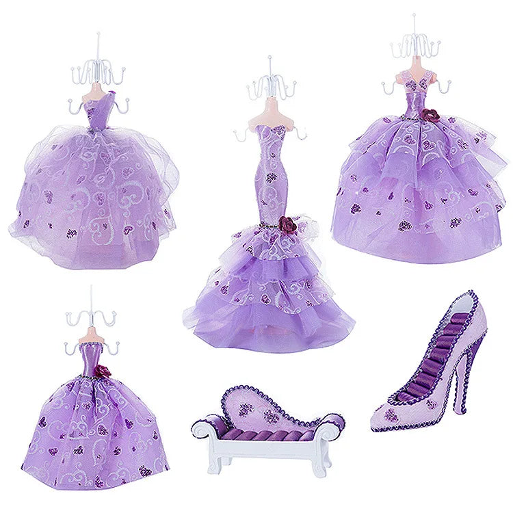 Luxury Purple Necklace Earring Display Set Mannequin Jewelry Holder Stand for Parties Elegant Container for Necklaces Earrings MegaBDM
