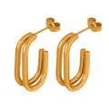 Aretas Stainless Steel Niche Ring Shaped Titanium Steel Non Fading Double Layer Geometric Earrings for Women's Jewelry