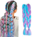 Jumbo Braiding Hair For Women Mix Hair Extension 24inch 100g Rainbow Colors Synthetic Fiber For Box Braiding Hair