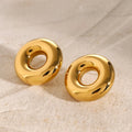 New Arrival Jewelry Hollow Circle Earring 18K PVD Gold Plated Stainless Steel Simple Daily Stud Earrings for Women