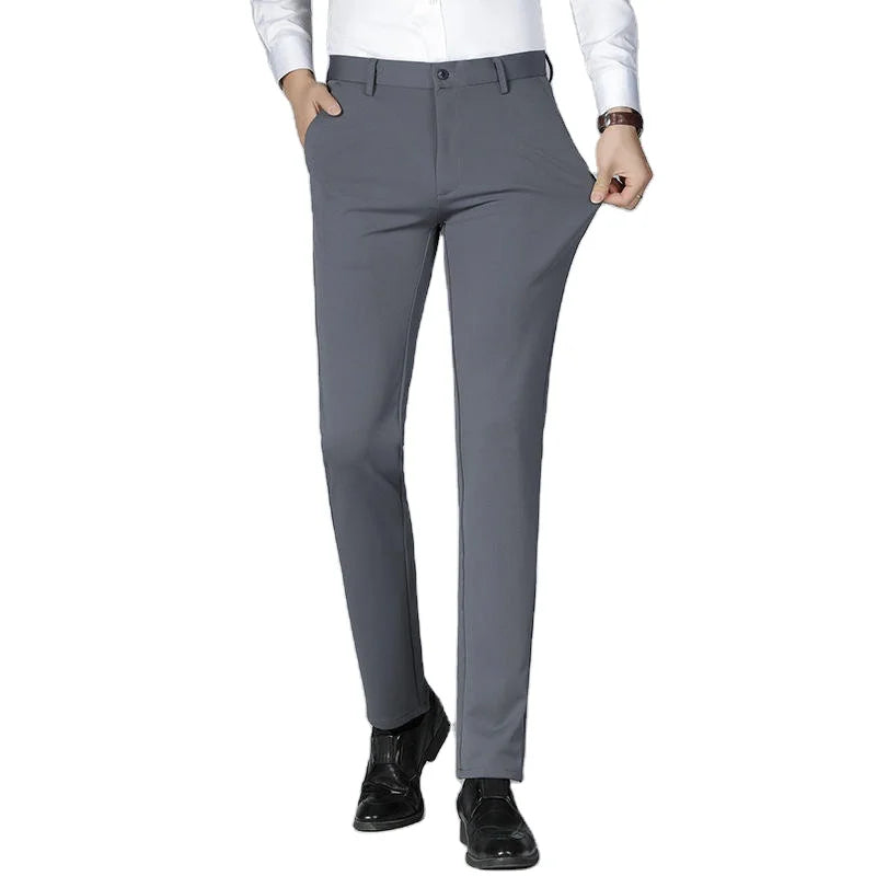 Wholesale Men Business Suit Pants Formal Office Gentleman Suit Long Trousers Stretch Slim Straight Solid Color Casual Pants