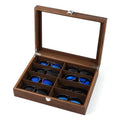 Luxury Walnut Wood 8 Grids Sunglasses Storage Case ECO-Friendly Eyewear Display Box Glasses Tray Organiser