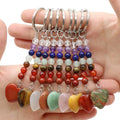 Natural Crystal Colorful Stone Heart Keychain Ornaments Jewelry Bags Pendant Diy Keychain Wholesale