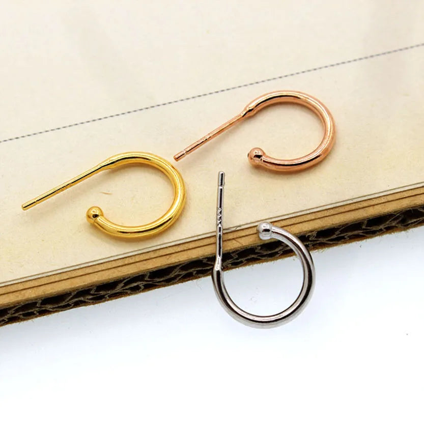 WHOLESALE BULK PRICE 925 Sterling Silver Stud Earring C Hook18k Gold Plating silver Color DIY Accessories Silver