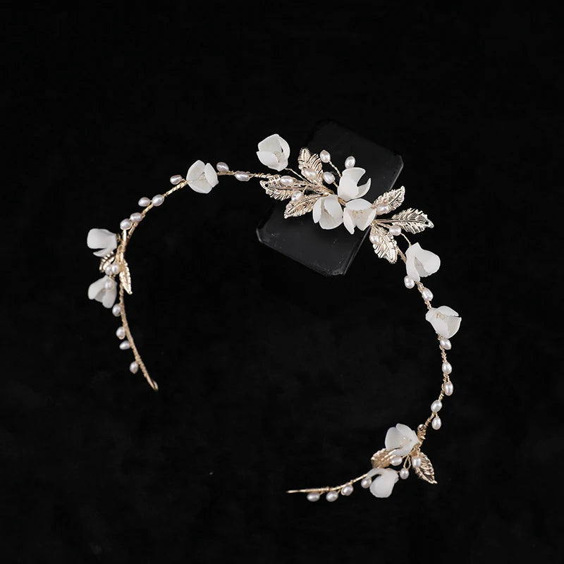 Women Ceramic Flower Headpiece Wholesale Bridal Headpiece Pearl Bride Wedding Headpiece