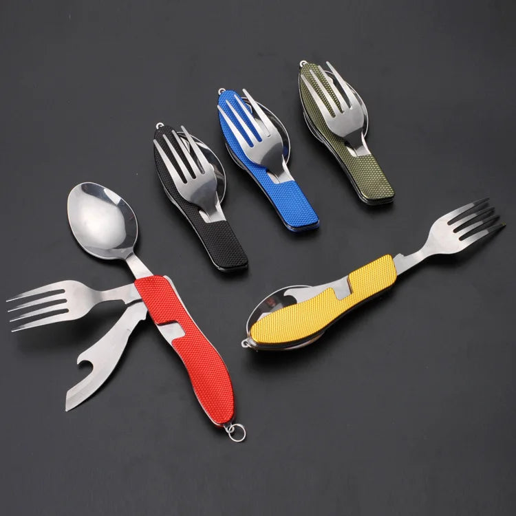 Portable Reusable Flatware Collapsible Pocket Sized Storage Spork Folding Picnic Camping Travel Cutlery MegaBDM