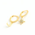 Rainbowking Light Luxury S925 Sterling Silver Star Moon Asymmetric Fashion Diamond Star Moon Dangling Earrings
