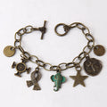Gold Link Chain Charm Animal Star Pendant Bracelets Simple Bling Crystal Elephant Charm Bronze Chain Bracelet