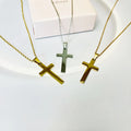 Luxury Women's Stainless Steel Waterproof 18K Gold Plated Cross Pendant Trendy Necklaces Chains for Anniversary