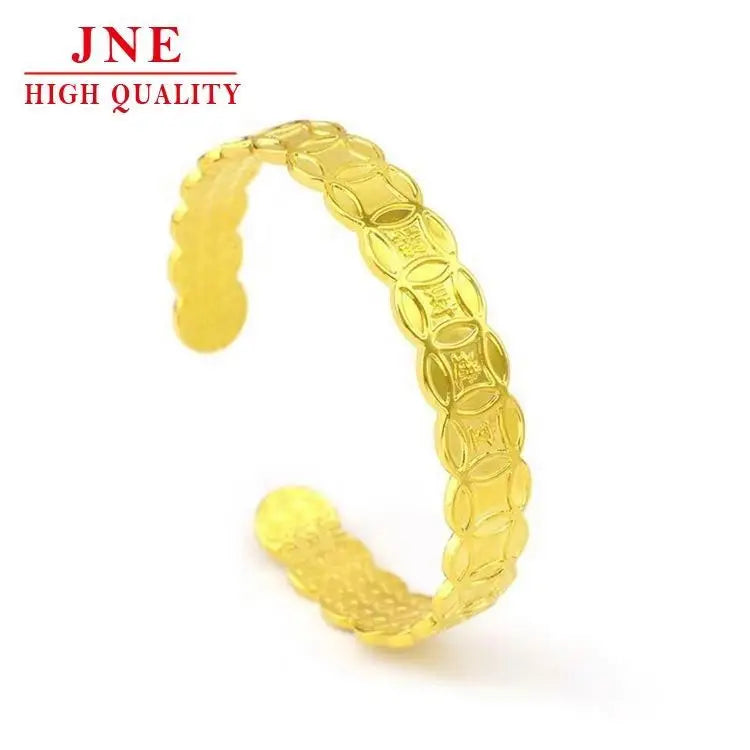 Vietnam Baifu Amass Fortunes Copper-Plated Gold Women's Retro With Opening Copper Coins Bangle Bracelet Tiktok Supply