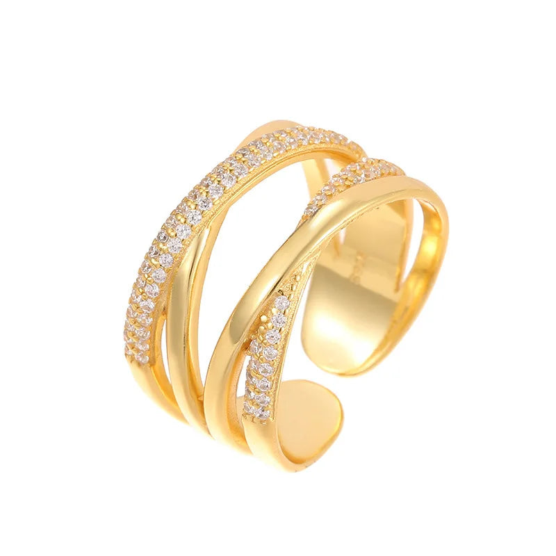 Wholesale Sterling Silver Gold Plated Custom Zircon Cross Wedding Ring