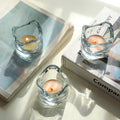Nordic Style Japanese Small Fresh Wavy Edge Glass Candlestick Holder Simple Romantic Desktop Decoration with Ornate Candle Cup