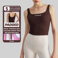 YISHENHON Women's Gym Bras Removable Cup Crop Yoga Tops Skin-Friendly Ribbed Fitness Sports Tanks Low Square Necked Stocked Sets
