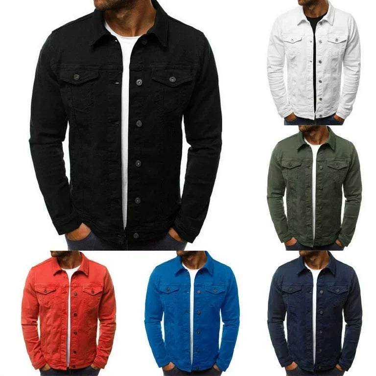 Wholesale Mens Denim Jacket Custom Logo Blank Cotton Trucker Jackets Slim Fit Plain Casual Jeans Coat for Brands Bulk