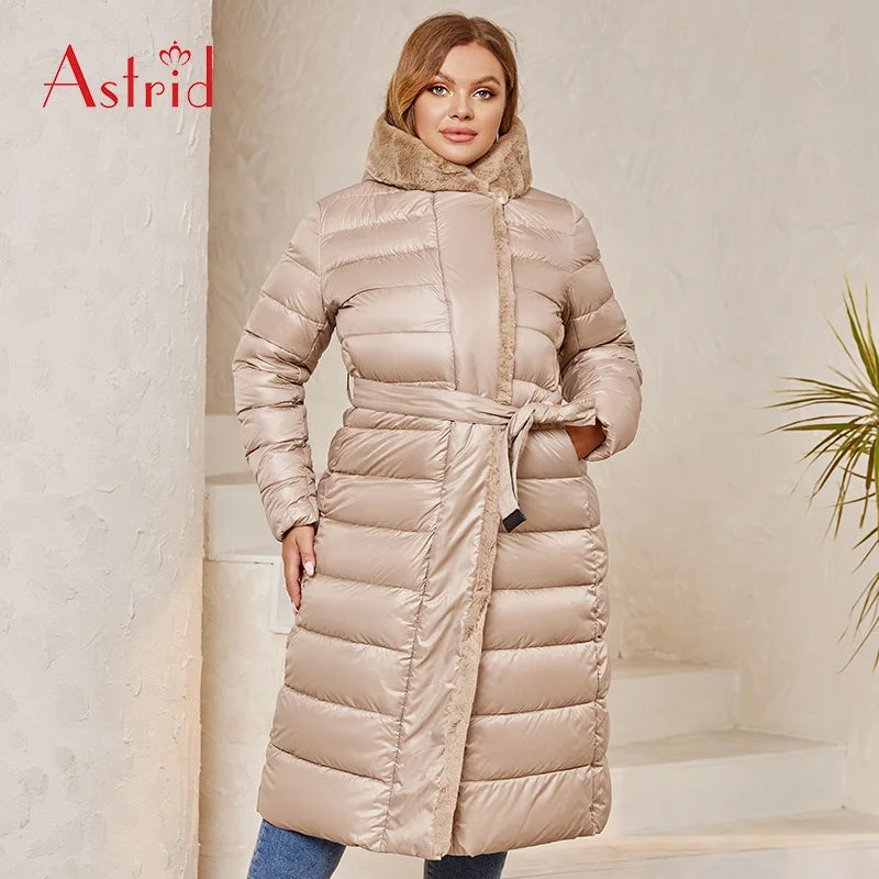 New Winter Women's Coat Women Long Warm Parka Jacket With Rabbit Fur Hood