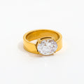Joolim Jewelry Wholesale 18K Gold Plated Chunky Single CZ Oval  Zirconia Stainless Steel Band Rings for Women Dainty Rings